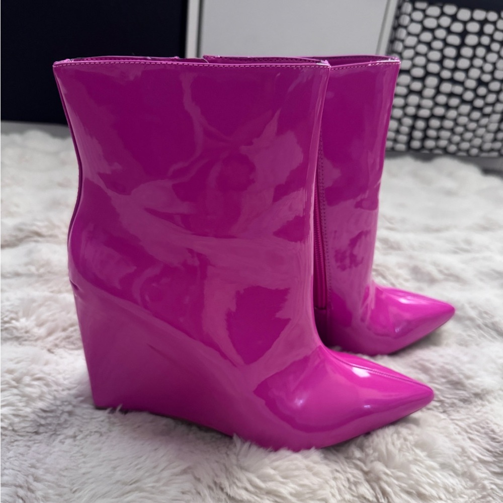 INC International Concepts Glossy Pink Wedge Boots